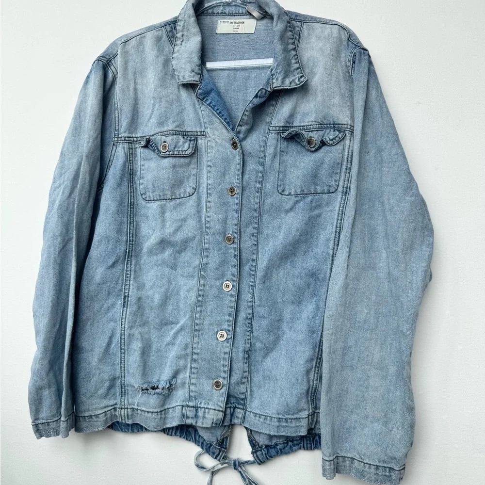 One Teaspoon Light Blue Cotton /‎ Linen Distressed Jacket, Size M